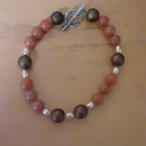 Brown Adventurine and Acrylic beaded Bracelet